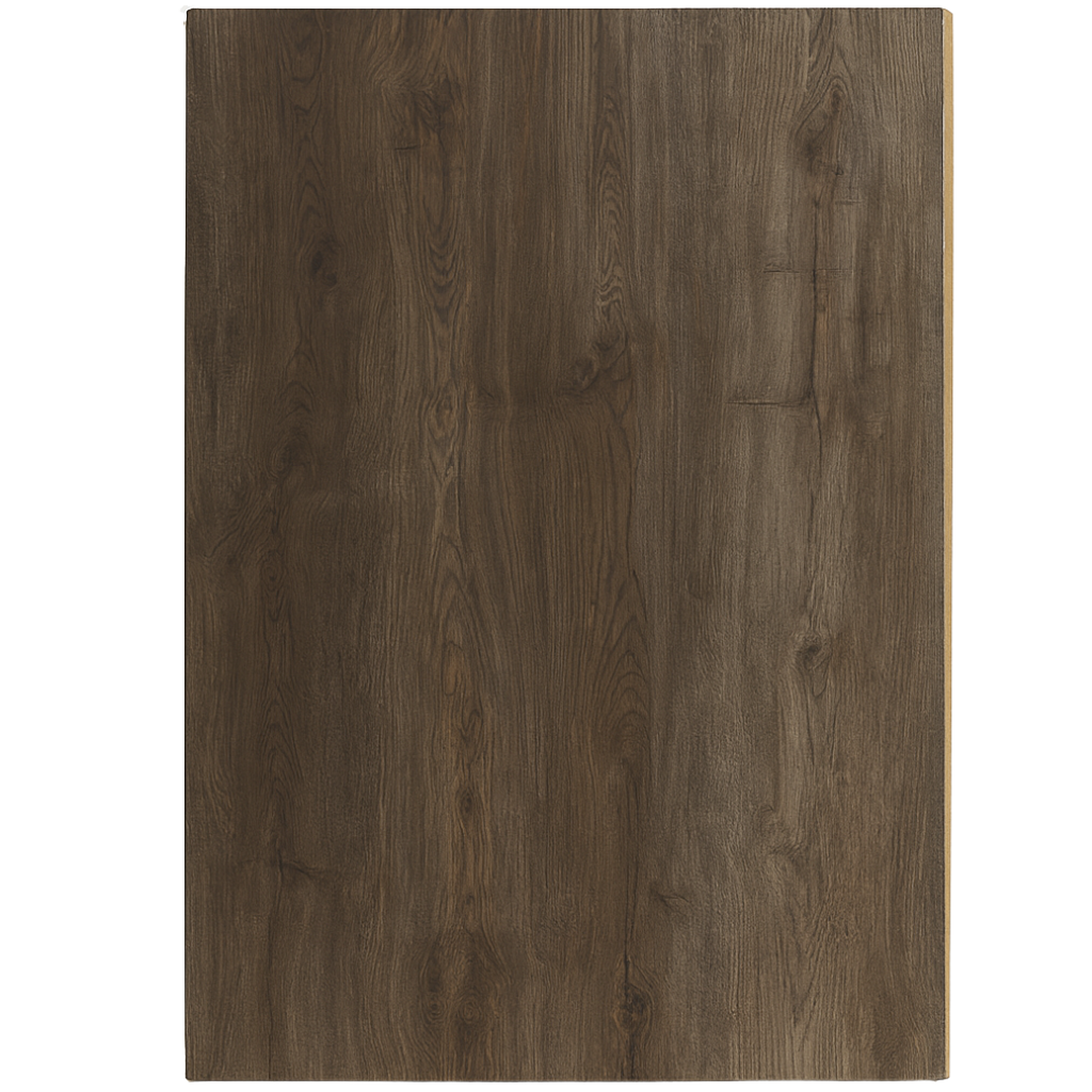 Brown wooden panel with a visible grain pattern on a white background