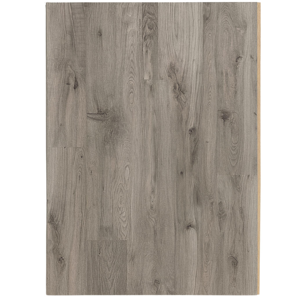 Wooden panel with a grayish-brown finish on a white background