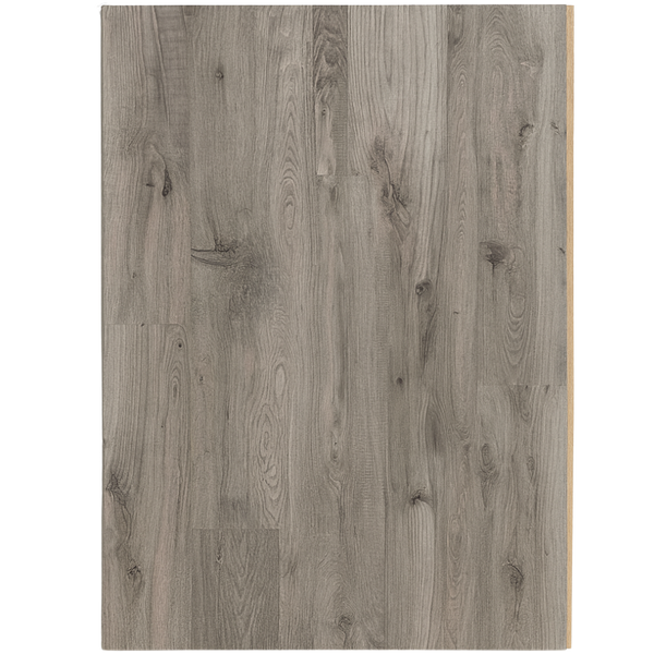 Wooden panel with a grayish-brown finish on a white background