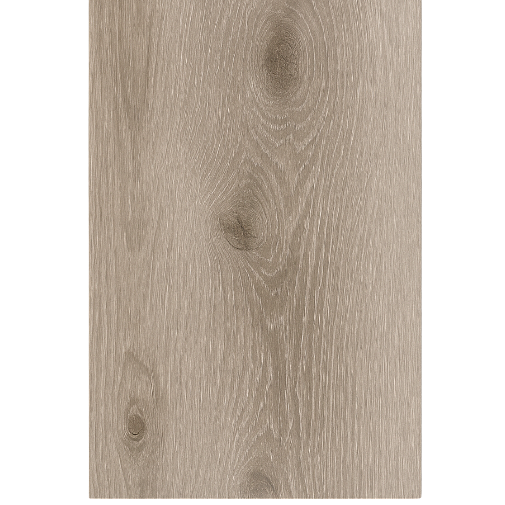 Close-up of a wooden panel with a beige color and visible grain pattern on a white background.