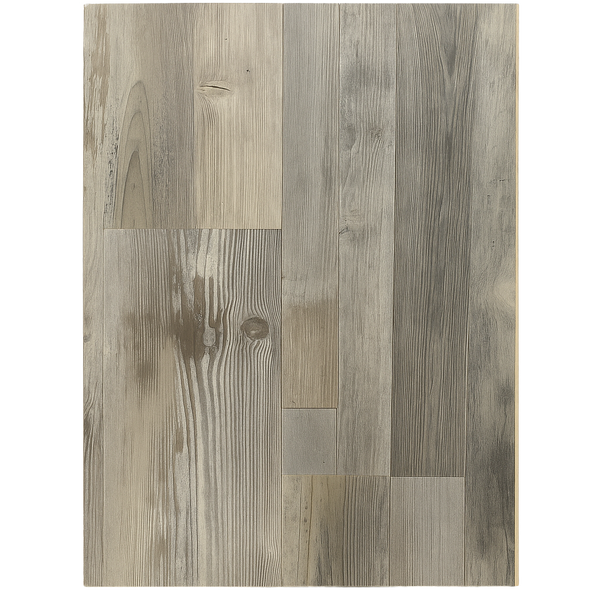 Wooden flooring with a patchwork design on a white background